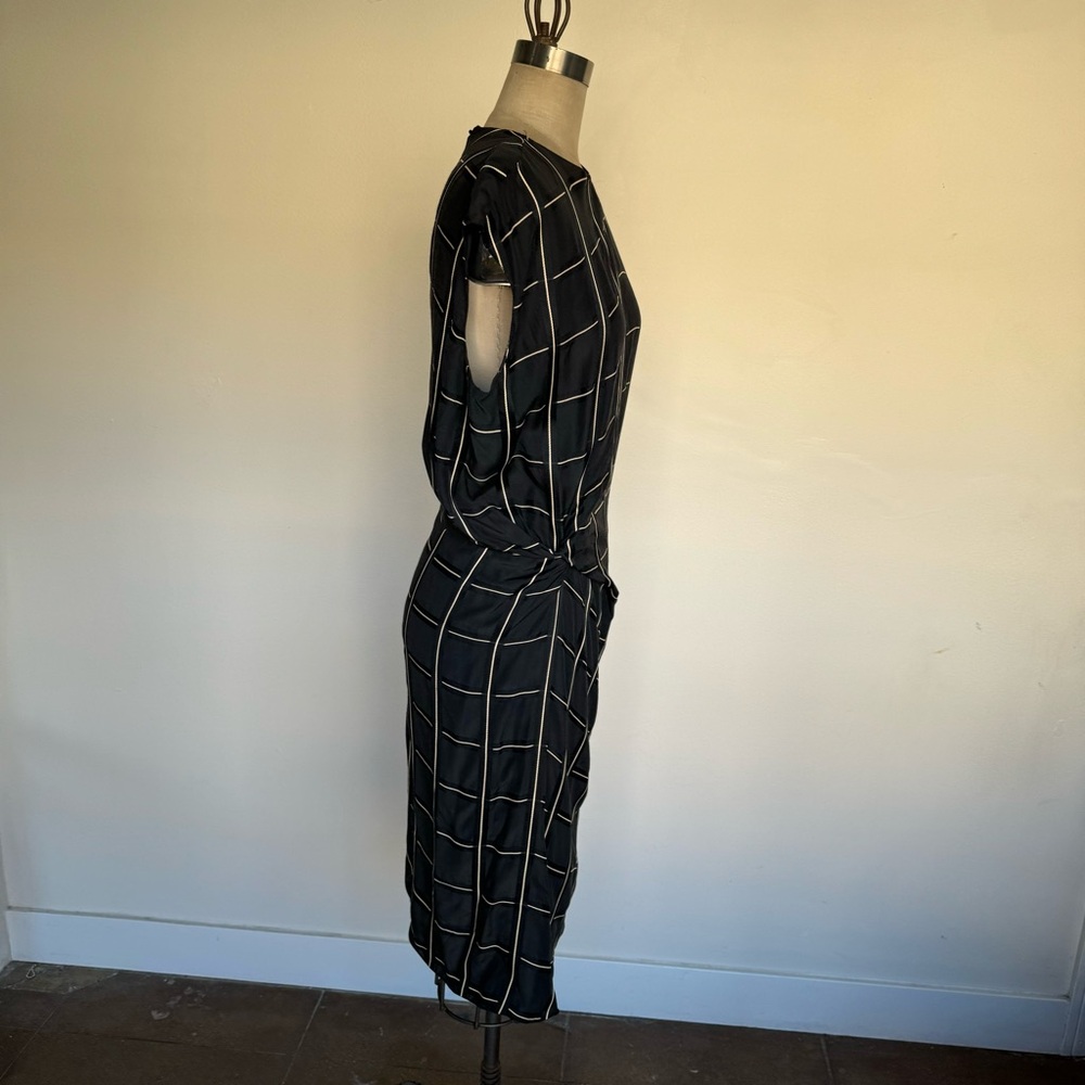 DESIGNER Lanvin Black Checked Knot Detail Dress - Picture 7 of 11